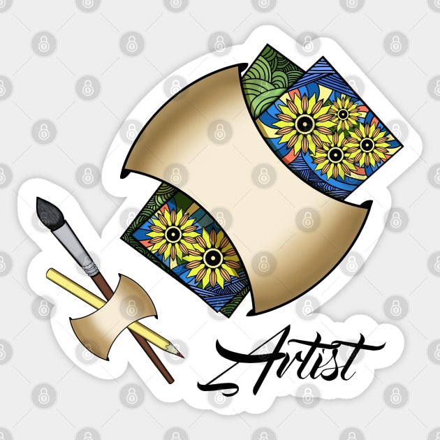 Artist, sketch, drawing tools. Paint brush and pencil Sticker by KateQR
